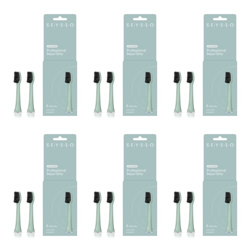 Oryginalna końcówka do szczoteczki SEYSSO Basic Color (12 szt.) Aqua Grey (Docierają do trudno dostępnych miejsc)