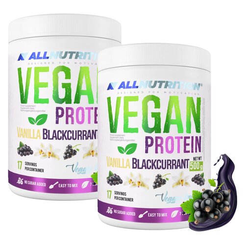 Odżywka białkowa ALLNUTRITION Vegan Protein Wanilia-Czarna porzeczka (2 x 500 g) Bez cukru i laktozy