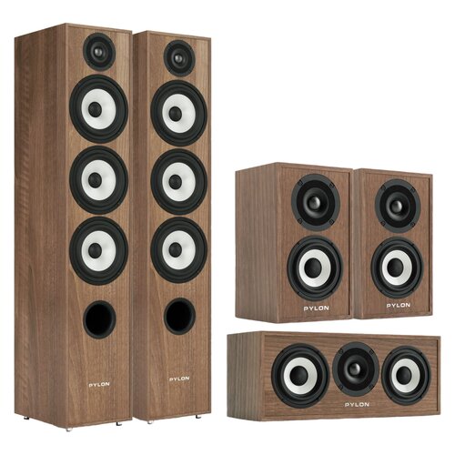 Kolumna głośnikowa PYLON AUDIO Pearl 27 Orzech (2 szt.) + Kolumny głośnikowe PYLON AUDIO Pearl Sat Orzech (2 szt.) + Głośnik centralny PYLON AUDIO Pearl Center Orzech (1 szt.)