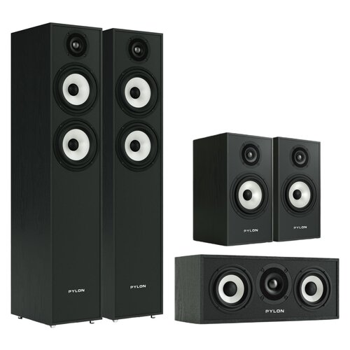 Kolumna głośnikowa PYLON AUDIO Pearl 25 Czarny (2 szt.) + Kolumny głośnikowe PYLON AUDIO Pearl Monitor Czarny jesion (2 szt.) + Głośnik centralny PYLON AUDIO Pearl Center Czarny jesion (1 szt.)