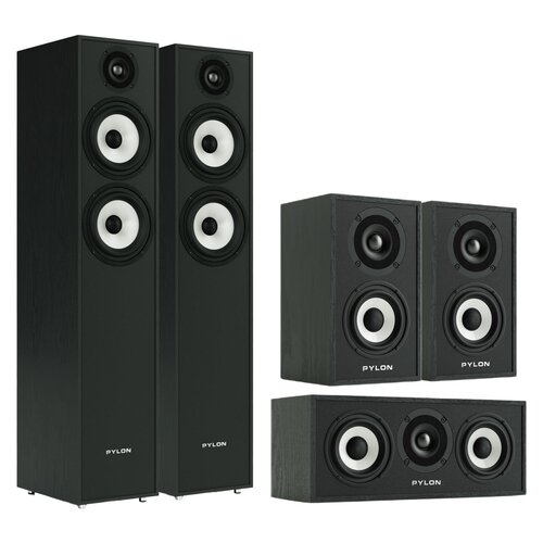 Kolumna głośnikowa PYLON AUDIO Pearl 25 Czarny (2 szt.) + Kolumny głośnikowe PYLON AUDIO Pearl Sat Czarny (2 szt.) + Głośnik centralny PYLON AUDIO Pearl Center Czarny jesion (1 szt.)