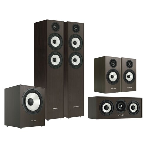 Kolumna głośnikowa PYLON AUDIO Pearl 25 Wenge (2 szt.) + Kolumny głośnikowe PYLON AUDIO Pearl Monitor Wenge (2 szt.) + Głośnik centralny PYLON AUDIO Pearl Center Wenge (1 szt.) + Subwoofer PYLON AUDIO Pearl Sub Wenge
