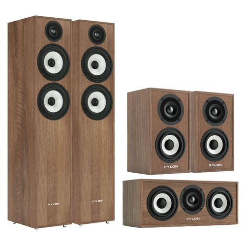 Kolumna głośnikowa PYLON AUDIO Pearl 25 Orzech (2 szt.) + Kolumny głośnikowe PYLON AUDIO Pearl Sat Orzech (2 szt.) + Głośnik centralny PYLON AUDIO Pearl Center Orzech (1 szt.)