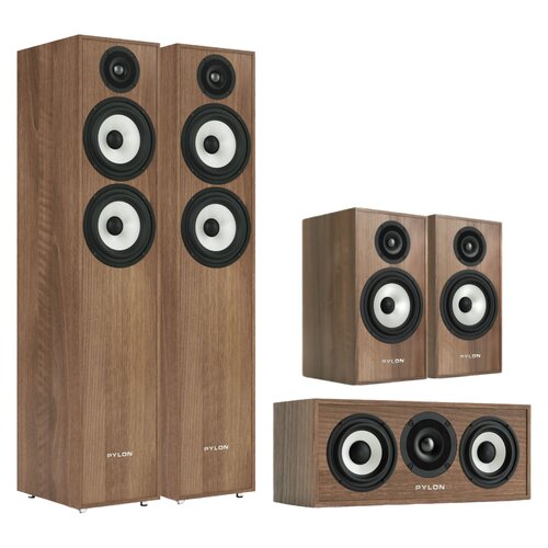 Kolumna głośnikowa PYLON AUDIO Pearl 25 Orzech (2 szt.) + Kolumny głośnikowe PYLON AUDIO Pearl Monitor Orzech (2 szt.) + Głośnik centralny PYLON AUDIO Pearl Center Orzech (1 szt.)