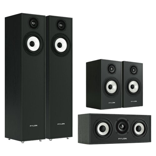 Kolumna głośnikowa PYLON AUDIO Pearl 20 Czarny (2 szt.) + Kolumny głośnikowe PYLON AUDIO Pearl Monitor Czarny jesion (2 szt.) + Głośnik centralny PYLON AUDIO Pearl Center Czarny jesion (1 szt.) + Subwoofer PYLON AUDIO Pearl Sub Czarny jesion