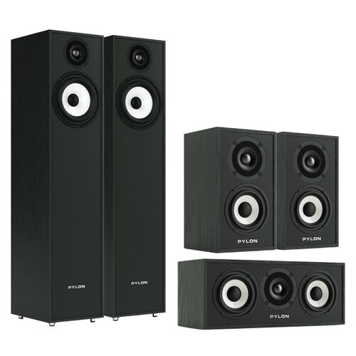 Kolumna głośnikowa PYLON AUDIO Pearl 20 Czarny (2 szt.) + Kolumny głośnikowe PYLON AUDIO Pearl Sat Czarny (2 szt.) + Głośnik centralny PYLON AUDIO Pearl Center Czarny jesion (1 szt.) + Subwoofer PYLON AUDIO Pearl Sub Czarny jesion