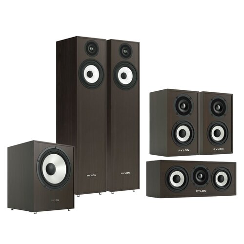 Kolumna głośnikowa PYLON AUDIO Pearl 20 Wenge (2 szt.) + Kolumny głośnikowe PYLON AUDIO Pearl Sat Wenge (2 szt.) + Głośnik centralny PYLON AUDIO Pearl Center Wenge (1 szt.) + Subwoofer PYLON AUDIO Pearl Sub Wenge