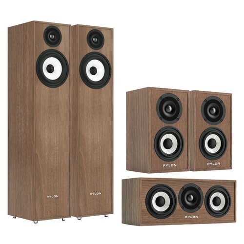 Koluma głośnikowa PYLON AUDIO Pearl 20 Orzech (2 szt.) + Kolumny głośnikowe PYLON AUDIO Pearl Sat Orzech (2 szt.) + Głośnik centralny PYLON AUDIO Pearl Center Orzech (1 szt.)