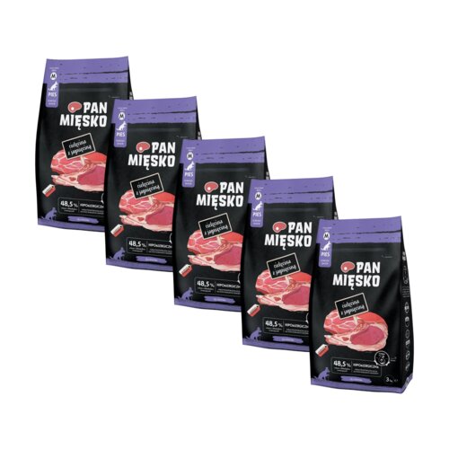 Karma dla psa PAN MIĘSKO Cielęcina z jagnięciną M 5 x 3 kg