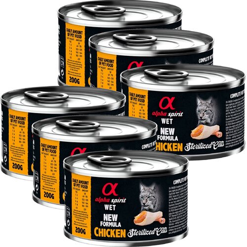 Karma dla kota ALPHA SPIRIT Sterilised Cats Chicken 6 x 200 g
