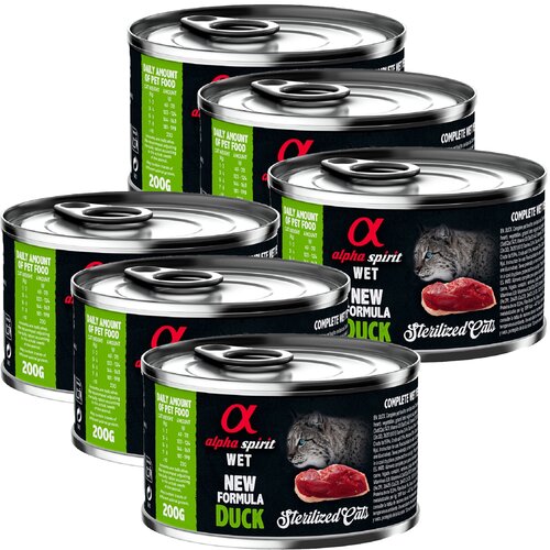 Karma dla kota ALPHA SPIRIT Sterilised Cats Duck 6 x 200 g