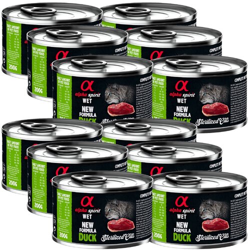 Karma dla kota ALPHA SPIRIT Sterilised Cats Duck 12 x 200 g