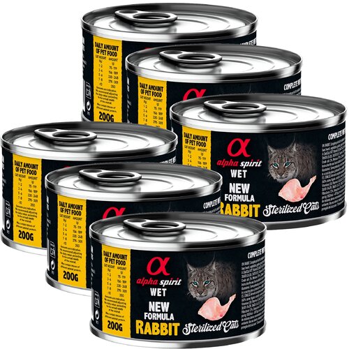 Karma dla kota ALPHA SPIRIT Sterilised Cats Rabbit 6 x 200 g