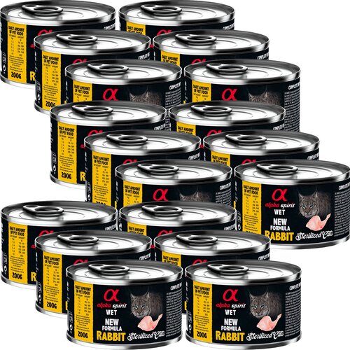 Karma dla kota ALPHA SPIRIT Sterilised Cats Rabbit 18 x 200 g