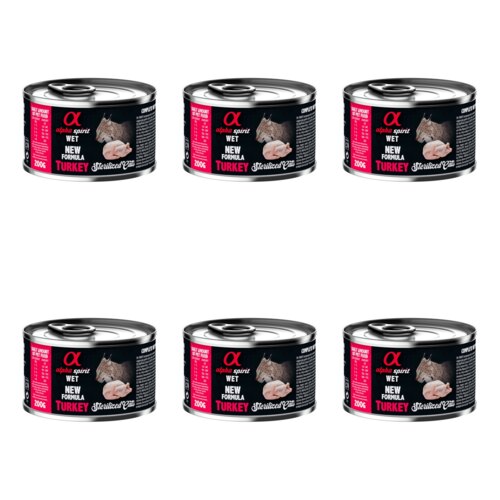 Karma dla kota ALPHA SPIRIT Sterilised Cats Turkey 6 x 200 g