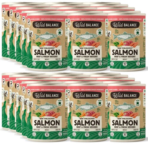 Karma dla psa WILD BALANCE Łosoś z wołowiną, marchewką i szpinakiem 30 x 400 g