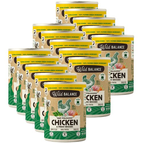 Karma dla psa WILD BALANCE Kurczak z marchewką i szpinakiem 15 x 400 g