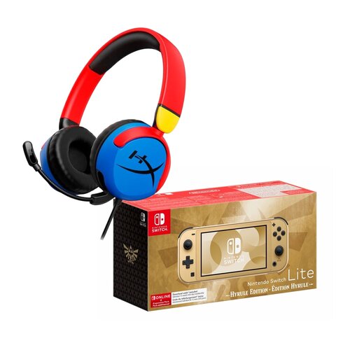 Konsola NINTENDO Switch Lite Hyrule Edition + Słuchawki HYPERX Cloud Mini Nauszne Wielokolorowy