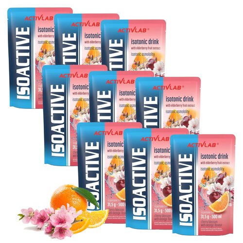 Izotonik ACTIVLAB Isoactive Kwiat wiśni z pomarańczą 9 x  31,5 g