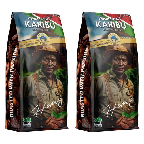 Kawa ziarnista BLUE ORCA COFFEE Kenia Karibu Crema Farmers 2 x 1 kg