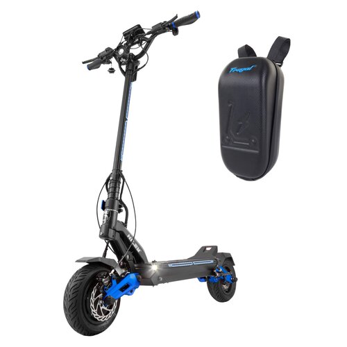 Hulajnoga elektryczna HILEY Tiger 10 V4 LR 90 km 2x1000W Amortyzacja 10" Czarno-niebieski + Torba na kierownicę FRUGAL V21