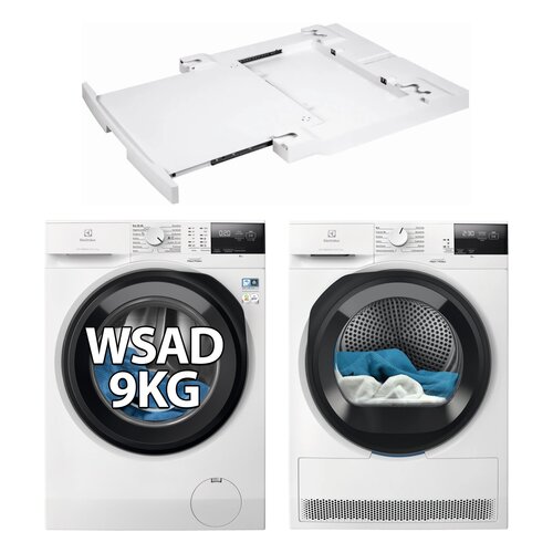 Pralka ELECTROLUX MEW2E9X6P SensiCare 600 9kg 1200 obr + Suszarka ELECTROLUX Absolute Care 600 EW6D285YP + Łącznik ELECTROLUX E1WYHSK1