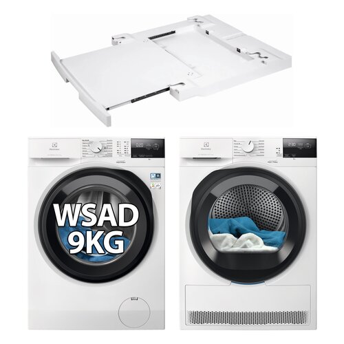 Pralka ELECTROLUX MEW2E9X6P SensiCare 600 9kg 1200 obr + Suszarka ELECTROLUX MEWD2E8C6P Absolute Care 600 + Łącznik ELECTROLUX E1WYHSK2