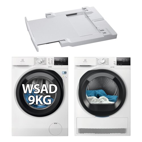 Pralka ELECTROLUX MEW2E9X6P SensiCare 600 9kg 1200 obr + Suszarka ELECTROLUX Absolute Care 600 EW6D285YP + Łącznik AEG A1WYHSK1