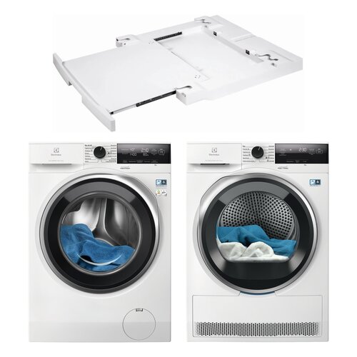 Pralka ELECTROLUX MEW3E8Y6P SensiCare 600 8kg 1400 obr + Suszarka ELECTROLUX DelicateCare 700 MEWD3E8E7P z pompą ciepła + Łącznik ELECTROLUX E1WYHSK2