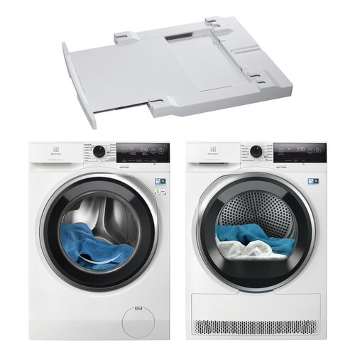 Pralka ELECTROLUX MEW3E8Y6P SensiCare 600 8kg 1400 obr + Suszarka ELECTROLUX DelicateCare 700 MEWD3E8E7P z pompą ciepła + Łącznik AEG A1WYHSK1
