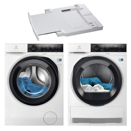 Pralka ELECTROLUX MEW4E8Y7P SteamCare 700 kl.A 8kg 1400 obr QuickCare 69' + Suszarka ELECTROLUX MEWD4E8C7P + Łącznik AEG A1WYHSK1