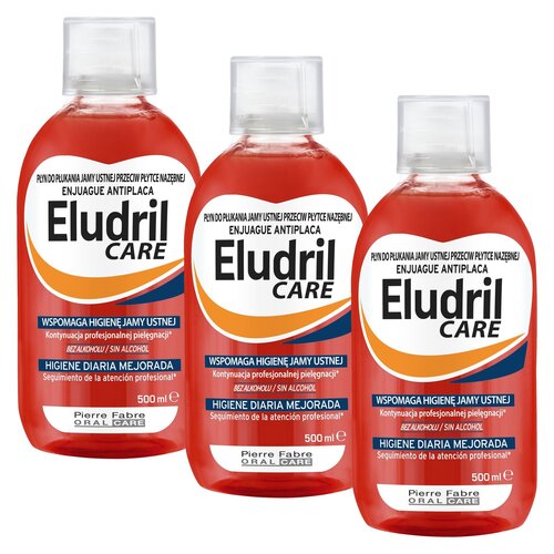 Płyn do płukania jamy ustnej ELUDRIL Care Anti-plaque 3 x 500 ml