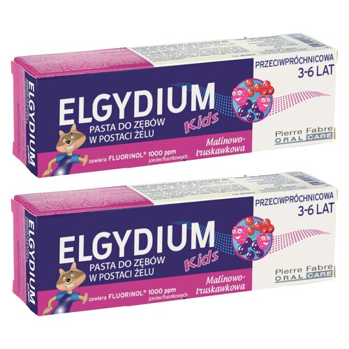Pasta do zębów ELGYDIUM Kids Malinowo-truskawkowa 2 x 50 ml