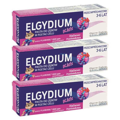 Pasta do zębów ELGYDIUM Kids Malinowo-truskawkowa 3 x 50 ml
