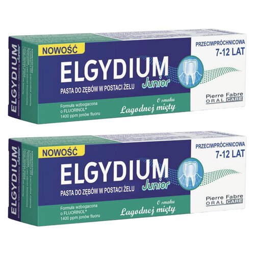 Pasta do zębów ELGYDIUM Junior Miętowa 2 x 50 ml