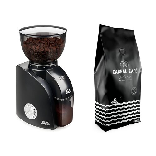 Młynek do kawy SOLIS Scala Zero Static + Kawa ziarnista CABRAL CAFE Black 1 kg (Rzemieślnicza)