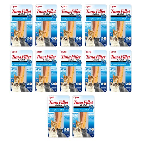Przysmak dla kota INABA Filet z tuńczyka w bulionie o smaku przegrzebków 12 x 15 g