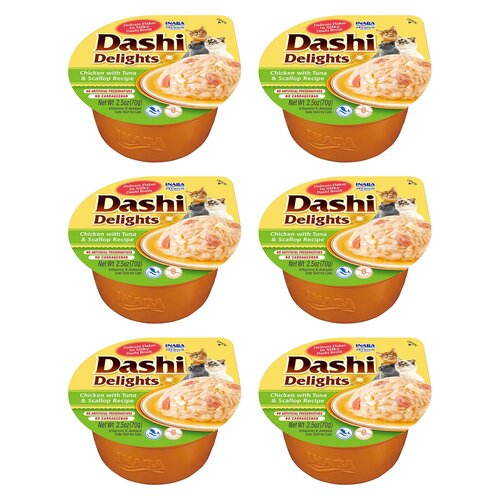 Karma dla kota INABA Dashi Delights Chicken Tuna Scallop 6 x 70 g