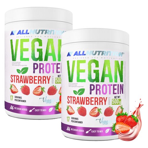 Odżywka białkowa ALLNUTRITION Vegan Protein Truskawkowy (2 x 500 g) Bez cukru i laktozy