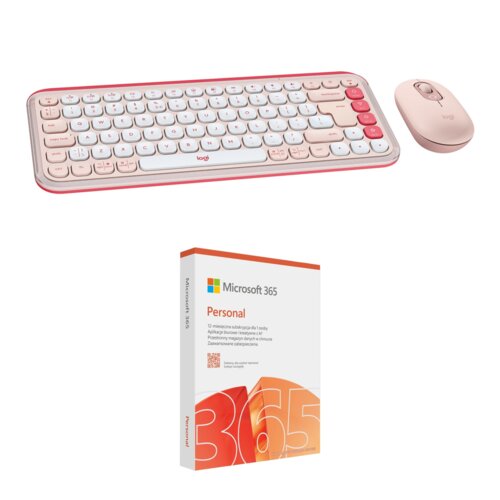 Zestaw Logitech Pop Icon Combo Rose + Program MICROSOFT 365 Personal