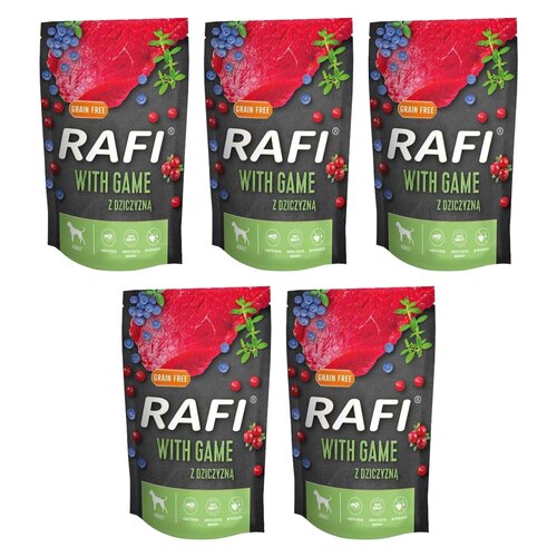 Karma dla psa RAFI z dziczyzną, borówką i żurawiną 5 x 500 g
