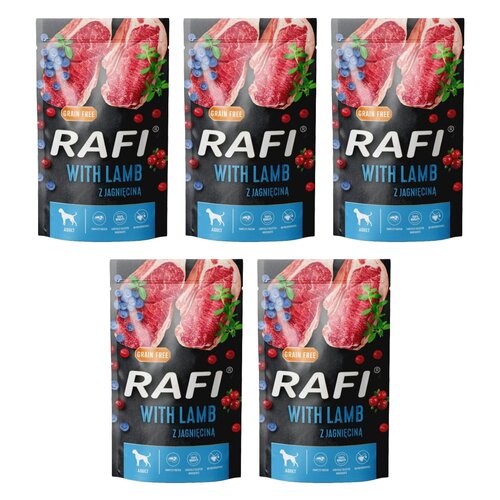 Karma dla psa RAFI z jagnięciną, borówką i żurawiną 5 x 500 g