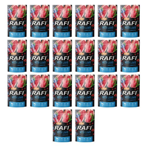 Karma dla psa RAFI z jagnięciną, borówką i żurawiną 20 x 500 g