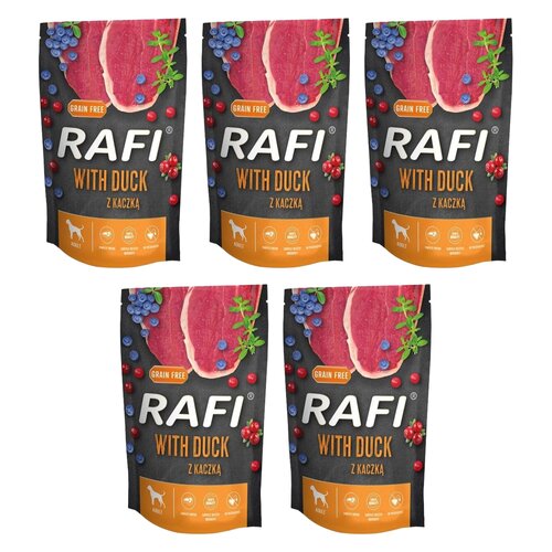 Karma dla psa RAFI z kaczką, borówką i żurawiną 5 x 500 g