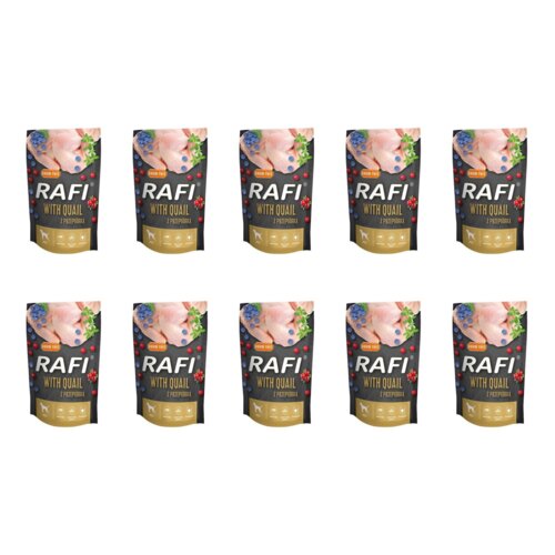 Karma dla psa RAFI z przepiórką, borówką i żurawiną 10 x 500 g