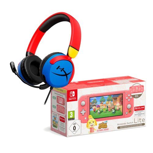 Konsola NINTENDO Switch Lite Różowa + Animal Crossing: New Horizons Gra NINTENDO SWITCH + NS Online 12 miesięcy + Słuchawki HYPERX Cloud Mini Nauszne Wielokolorowy