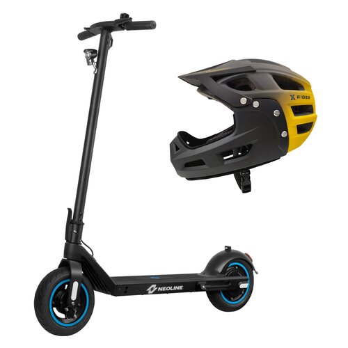 Hulajnoga elektryczna NEOLINE T26 Plus 55km 350W 10.5" Czarny + Kask rowerowy XRIDER XR00FH01 Czarno-żółty MTB (rozmiar L)