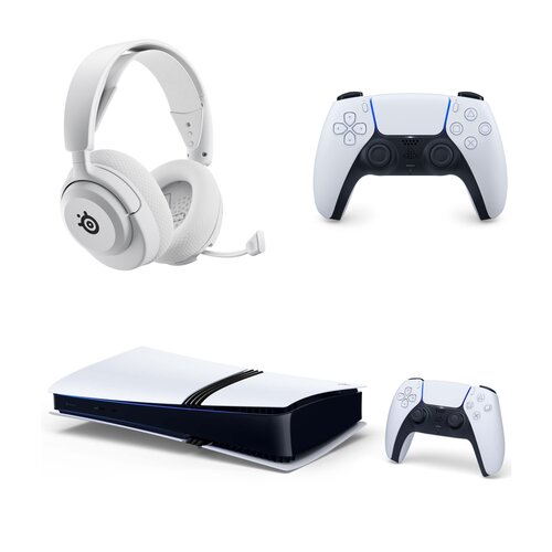 Konsola SONY PlayStation 5 Pro + Kontroler SONY DualSense Biały + Słuchawki STEELSERIES Arctis Nova 5P Wireless, Nauszne, Dźwięk przestrzenny Biały