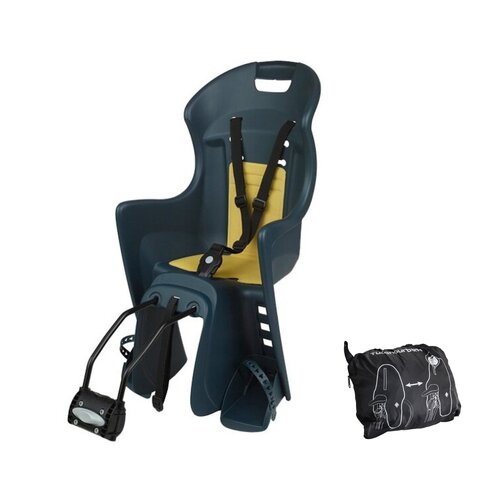Fotelik rowerowy DIEFFE BIKE Bikey Cool Żółto-niebieski + Osłona fotelika BELLELLI BEL01OPS001