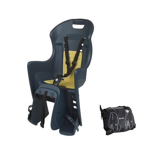 Fotelik rowerowy DIEFFE BIKE Bikey Cool Żółto-niebieski + Osłona fotelika BELLELLI BEL01OPS001